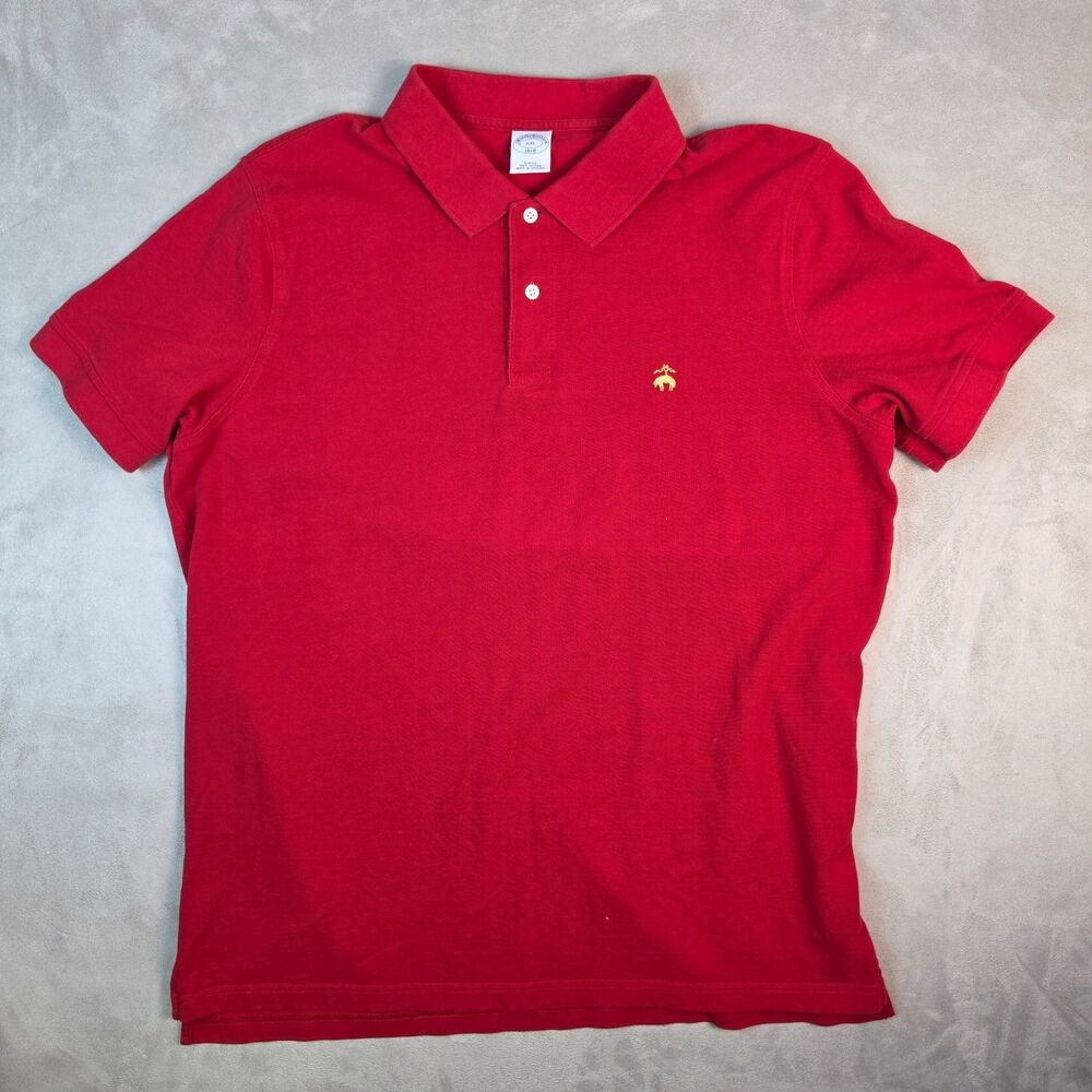 Brooks Brothers Men XXL Polo 1818 Shirt Red Knit Slim Fit Logo Embroider
